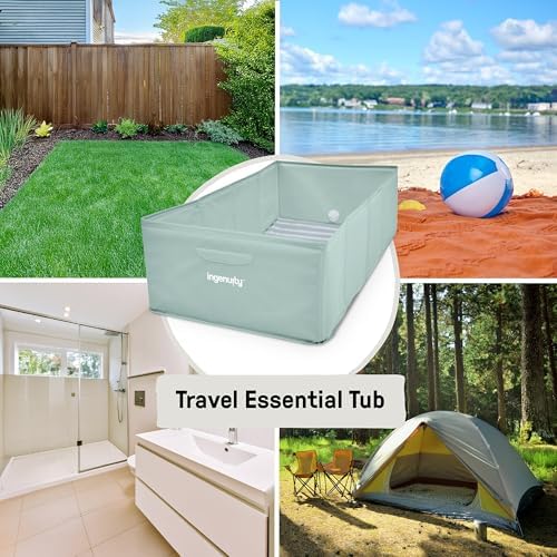 Ingenuity Tuckaway Toddler Folding Tub, Converts Shower to Tub, Folds to Store, Easy to Clean, No Assembly Required, Portable Baby Bathtub for Travel, 12M-5Y, Green (Pack of 4) - Image 5