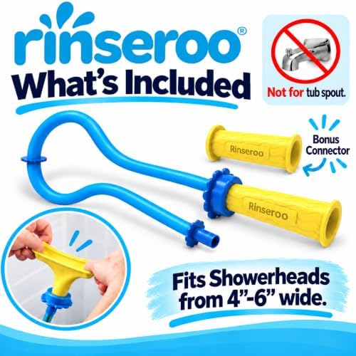 Rinseroo JUMBO Shower Cleaning Thing – Slip-On Handheld Hose Attachment for Fast, Mess-Free Shower Wall Rinsing–6 Ft Hose, Fits Up to 7" Shower Head–Temporarily Converts Standard Shower into Handheld - Image 3
