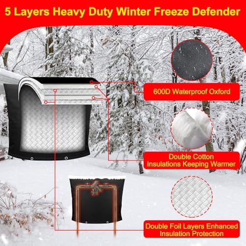 Backflow Preventer Insulation Weatherproof Covers, Pressure Vacuum Breaker Valve Insulated Covers Winter Freeze Protection, Outside Irrigation Sprinkler System Pipe Bag Pouch, 36" W x 24" H - Image 4