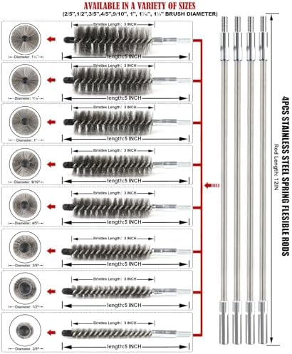 50 in Pipe Cleaning Brush Set with Stainless Steel Bristles - Image 2
