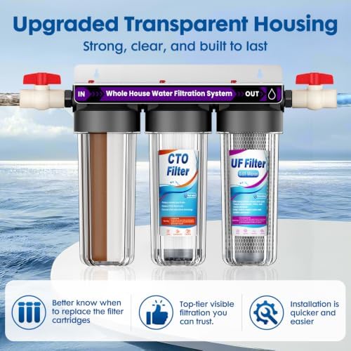 3-Stage Whole House Water Filter System, 0.01 Micron UF Filtration,9 Filter - Image 6