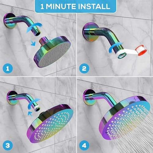 SparkPod Rain Shower Head, 6 Inch Round, Radiant Rainbow Finish - Image 5