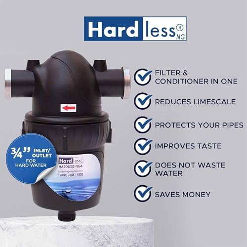Hardless NG4 Whole House Water Filter- Salt-Free Alternative Softening Device- Reduces Limescale, Sediment & More - Compact, Easy to Install- Comes with 3/4" Inlet/Outlet- Home Water Filtration System - Image 3