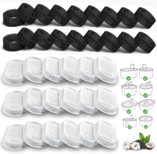 Cat Water Fountain Filters, 24 Pack Replacement Filters for 108oz/3.2L& 67oz/2L Stainless Steel Pet Dog Water Fountain by BUYNOW