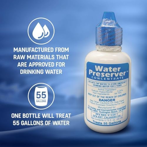 Water Preserver for 55 Gallon Water Tank - Made in USA - Purifies Drinking Water for 5 Years - for Emergency Storage, Rain Collection, Survival Kit, Hurricane & Earthquake - Image 4