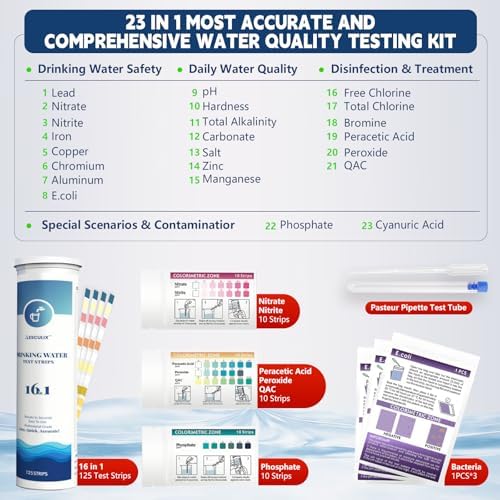 All-New 23 in 1 Drinking Water Testing Kit 158 Strips,Well Water Testing Kit & Water Test Strip for House Water for Hardness，Chlorine,Copper,Iron,Lead,pH and More - Image 2