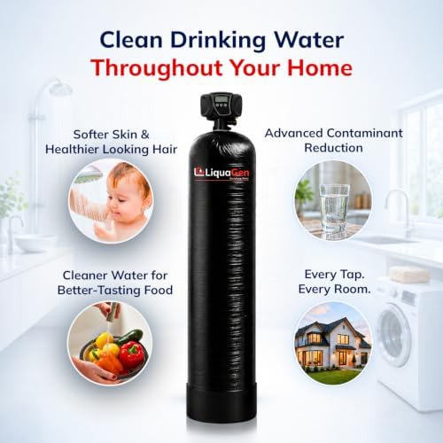 LiquaGen Whole House Water Filter System for City Water – Catalytic Carbon & KDF 55 Media – Reduces Chlorine, Chloramine & Taste– POE with Metal Bypass Valve (13" x 54") - Image 6
