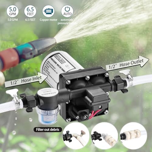 WASSERMANN RV Water Pump 12 Volt DC 5.0GPM 55PSI Replacement For 4008-101-A65 Water Pump Self Priming Diaphragm Pump with Pressure Switch for RV Kitchen Bathroom Marine Yacht Garden Camper Water Pumps - Image 4