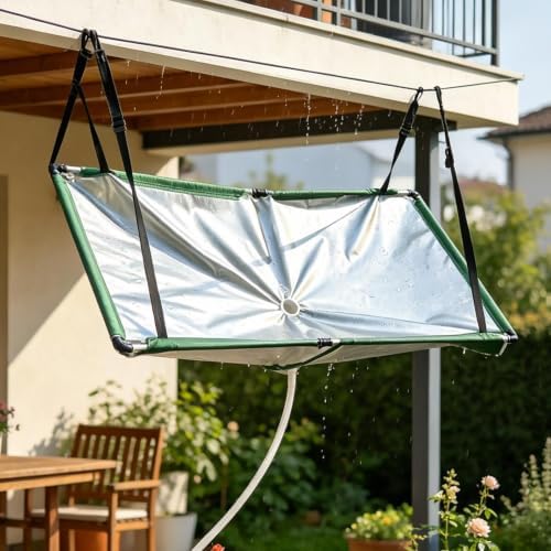 Rain Water Collector Tarp,Hanging Rain Water Collector with 1m Drain Hose - Image 6