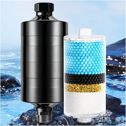 Larger Premium Metal Shower Filter, Stainless Steel 304, Clean Soft Water, Remove 99% Chlorine, Improve Your Skin Nail Hair, Easy to Install (BLACK) by Keycozy
