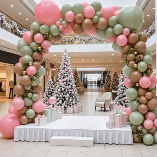 CROSSFINGERS Pink Green Brown Balloon Arch Kit for Christmas Decorations - Image 4