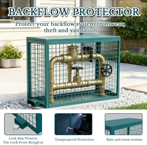 Backflow Security Cage, 30″ L x 14″ W x 26″ H Green Metal Backflow Preventer Enclosure, Backflow Cage Cover with Anchors for Pouring/Dry Concrete with 2 Stainless Steel Locks - Image 5