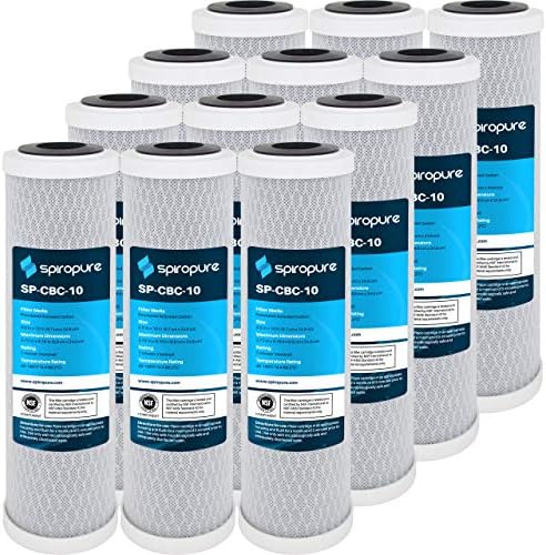 SpiroPure SP-CBC-10 10x2.5 NSF Carbon Block Filter CB1-10 CB-25-1001 (12PK) by SpiroPure