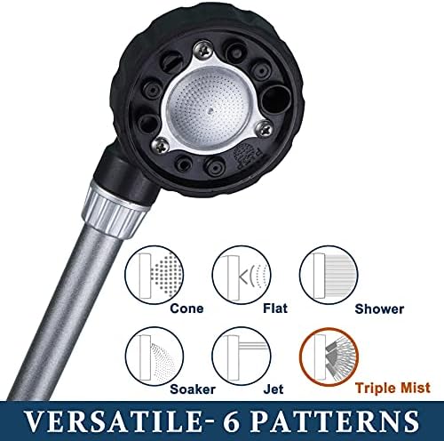 Watering Wand for Hanging Baskets & Windows, Lightweight 6-Spray Wand, Ergonomic Nozzle for Garden, Patio, Car Cleaning (Silver- Black, 22 Inch) - Image 4