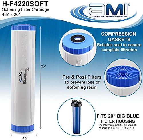 AMI Water Softening Filter Cartridge, Ion Exchange Resin, 4.5" x 20" - Image 2