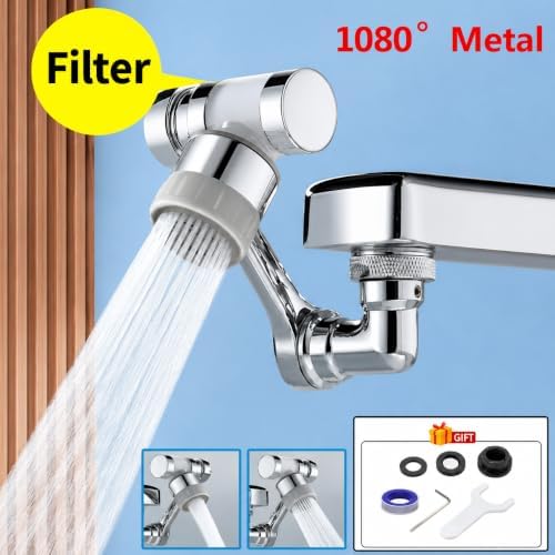 1080° Rotating Faucet Extender with Water Filtration & 8 Replacement Filters – Copper Swivel Sink Aerator, 2 Water Flow Modes for Kitchen & Bathroom Faucets - Image 3