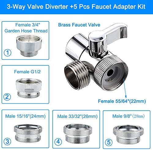Sink Faucet Hose Shower Sprayer Attachment for Hair Washing&Pet Shower,Water Saving Aerator with 3-Way Diverter Valve for Bathroom Bathtub, Kitchen Faucet, Utility Laundry Tub(White) - Image 4