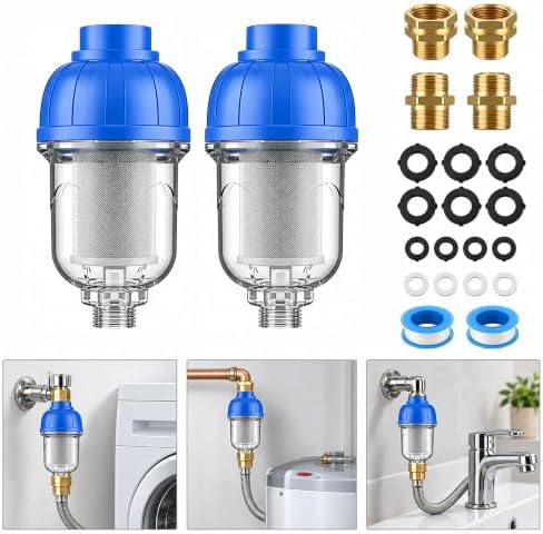 Washing Machine Inline Water Filter 2 Pack, Reusable Brass Sediment Filter by Unknown
