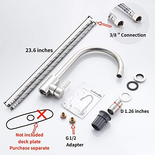 Single Handle High Arc Kitchen Faucet Stainless Steel Brushed Nickel,Commercial Single Hole Kitchen Sink Faucet,Modern One Hole Bar Sink Faucet - Image 4