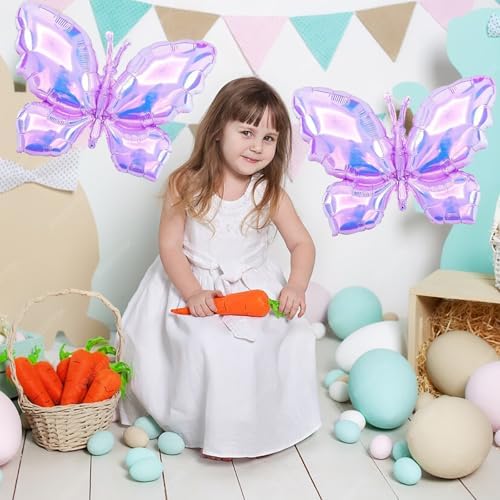 Iridescent Butterfly Balloon Colorful Butterfly Balloons Theme Birthday Party For Birthday, Wedding, Baby Shower, Summer Themed Party Decoration - Image 3
