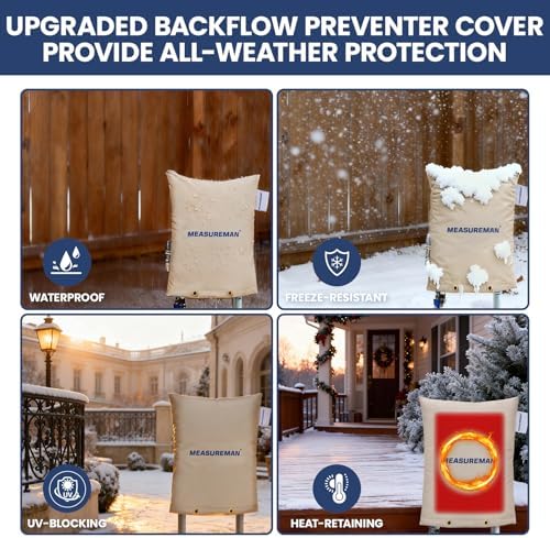 MEASUREMAN Backflow Preventer Insulation Cover 14.3" W x 18.3" H Extra-Thick Sprinkler Valve Pouch Pump Cover for Freeze Protection Thickened Aluminum Foil Layer - Image 6
