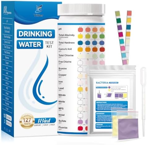 18 in 1 Drinking Water Testing Kit with Bacteria Test, 127 Strips Water Test Kit for Tap & Well Water, Tests Hardness, Chlorine, Copper, Iron, Lead, pH, Alkalinity and More by Unknown