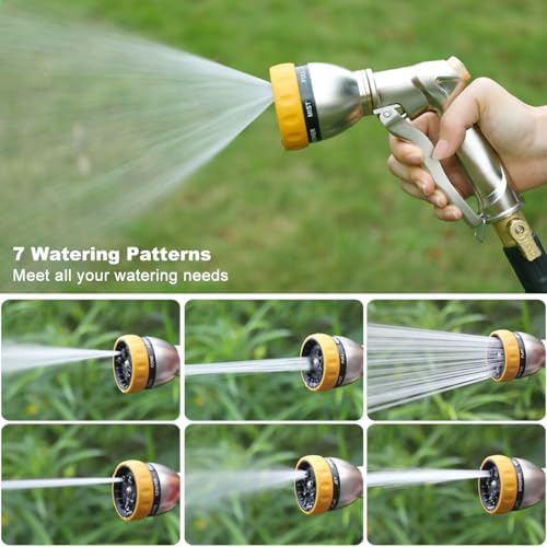 FANHAO Metal Garden Hose Nozzle Heavy Duty, 7 Adjustable Spray Patterns - Image 4