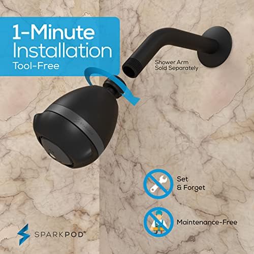 SparkPod High Pressure Shower Head, 3 Inch Fixed Showerhead, Black Matte - Image 2