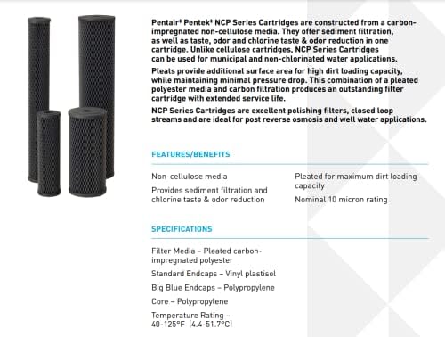 Pentair Pentek NCP-10 10" x 2.5" Carbon Water Filter, Pack of 24 - Image 3