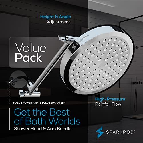 SparkPod 6" Round Rain Shower Head with 11" Shower Arm - Image 3