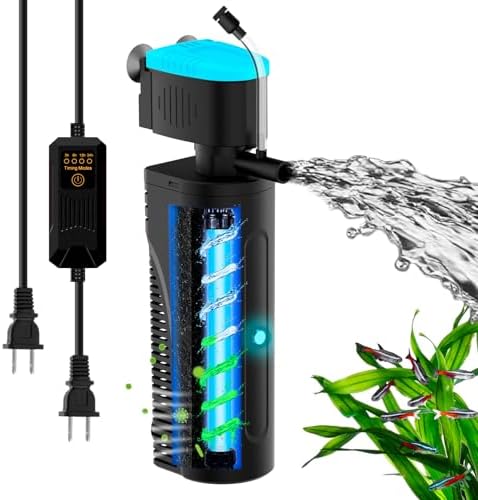 225GPH U - V Aquarium Filter Green Water Cleaning for 20-70 Gallon Tanks by FUMAK