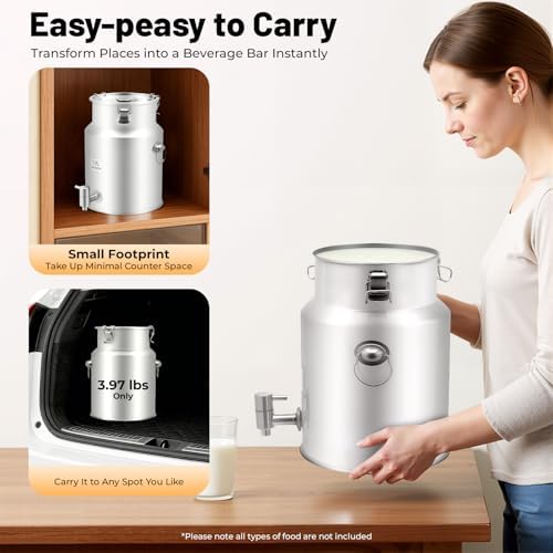 Stainless Steel Seamless 2-Gallon Milk Jug, Milk Can, 304 Milk Dispenser Container Pail, Anti-Leak Liquid Storage Container, Durable Stainless Steel Water Jug for Home Farm - Image 5
