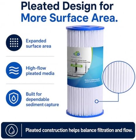 CFS Pleated Sediment Filters for HDX4PF4, 10 x 4.5 in, 30 Micron, 2 Pack - Image 5