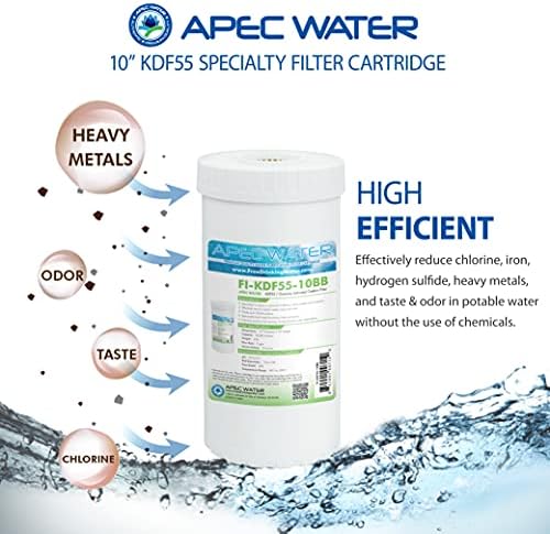 APEC Water FI-KDF55-10BB GAC Carbon Water Filter Whole House Replacement Cartridge; Heavy Metals, Chlorine & Bacteria Reduction, 4.5" x 10" - Image 3