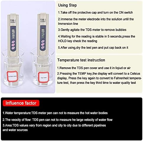 TDS Meter Digital Water Quality Tester - PPM Meter with Temperature Test, 0-9990 ppm Range, Accurate TDS Tester for Drinking Water, RO System, Aquarium, Pool, Hydroponics - Image 5