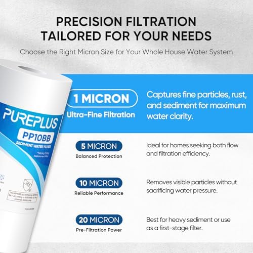 PUREPLUS 1 Micron 10"x4.5" Whole House Sediment Water Filter, 2 Pack - Image 5