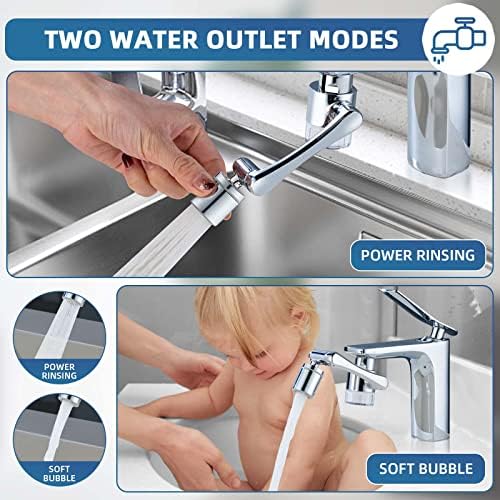 1080°Swivel Faucet-Extender with Water Filter - 8 Pcs Replacement Filter, 2 Mode Water Spray Aerator, Solid Brass Faucet Sprayer Extender Universal For Bathroom Kitchen Laundry Sink Faucet - Image 4