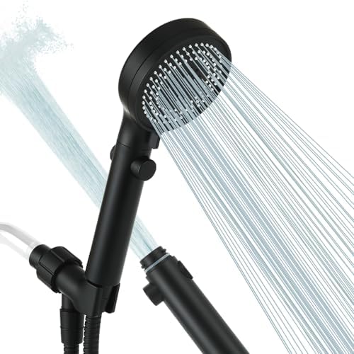 Handheld Shower Head with Hose 60 Inch, High Pressure Shower Head with On Off Switch Button 3 Modes, Matte Black by DOILIESE