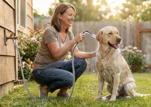 G-Promise 2 Mode Dog Shower Attachment with Extra Long Hose Adhesive Mount - Image 3
