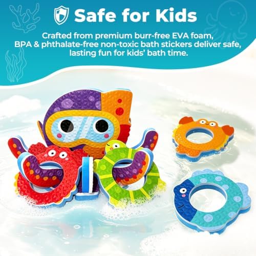 Bath Toys for Toddlers 1-3, Octopus Foam Ring Toss Toy - Image 2