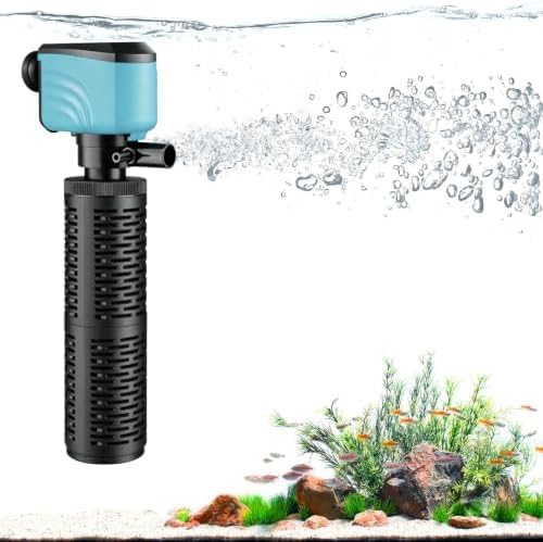 50-150 Gallon Submersible Aquarium Filter, Internel Fish Tank Filters for Large Tanks, Whisper Turtle Tank Filter for Small Pond, Saltwater & Freshwater, Sky Blue by Aulofee