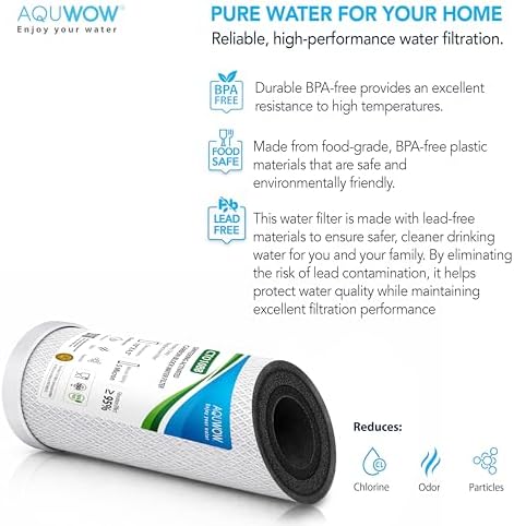 CTO10BB 5 Micron 4.5" x 10" Carbon Block Water Filter Set – Replacement Cartridges for Whole House and Under Sink Systems, Universal Standard Size (3, 10 x 4.5) - Image 4