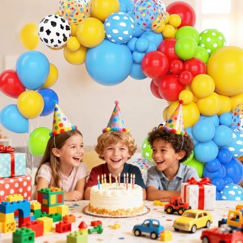 Amandir 153Pcs Blue Red Yellow Balloon Arch Garland Kit Different Sizes - Image 6