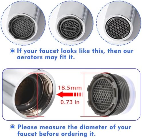 Faucet Aerator M18.5, WeeVeni 6PCS Aerator Replacement for Sink Faucet Flow Restrictor, Kitchen Bathroom Sink Aerators with Key Removal Wrench Tool - Image 2