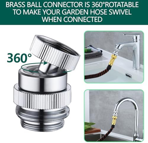 Sink Faucet Adapter Kit Swivel Aerator Adapter to Connect Garden Hose,Multi-Thread Garden Hose Adapter for Bathroom/Kitchen,3/4" GHT thread，1 pcs - Image 4