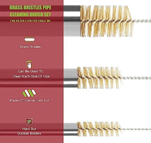 16 Inch Extra Long Pipe Cleaning Brush Set with Brass Bristles - Image 4