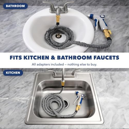 Indoor Sink Hose Attachment For Kitchen Sink or Bathroom Sink Faucet - Extra Long Utility Sink Hose (50 FT) For Watering Houseplants, Dog Washing, Household Cleaning - Image 3
