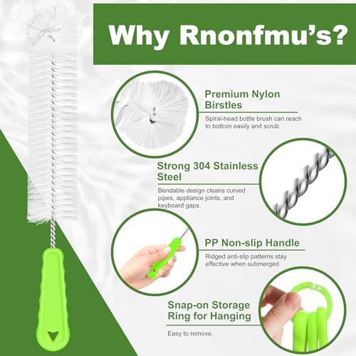 Rnoafmu Bottle Brush Set of 3, 14'' Water Bottle Brush & 13'' Straw Cleaner - Image 3