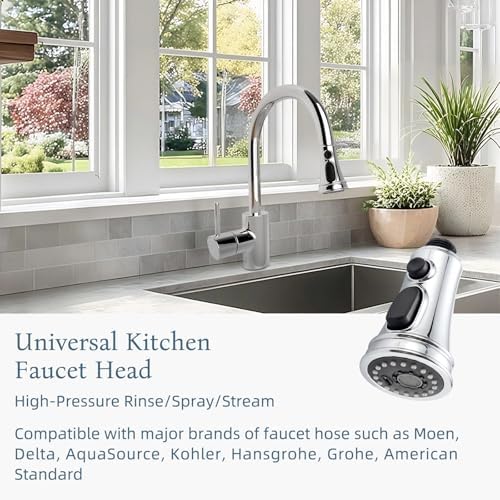 Universal Kitchen Faucet Head Replacement 3-Mode, Extra 15 Adapters, Chrome - Image 6