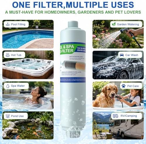 Garden Hose Filter for Filling Hot Tub/Pool/Spa, Greatly Reduces Sediment, Chlorine, Heavy Metals and Odors, Standard 3/4" Garden Hose Thread, Hose Filter, Up to 8,000 Gallons (2 Pack) - Image 6
